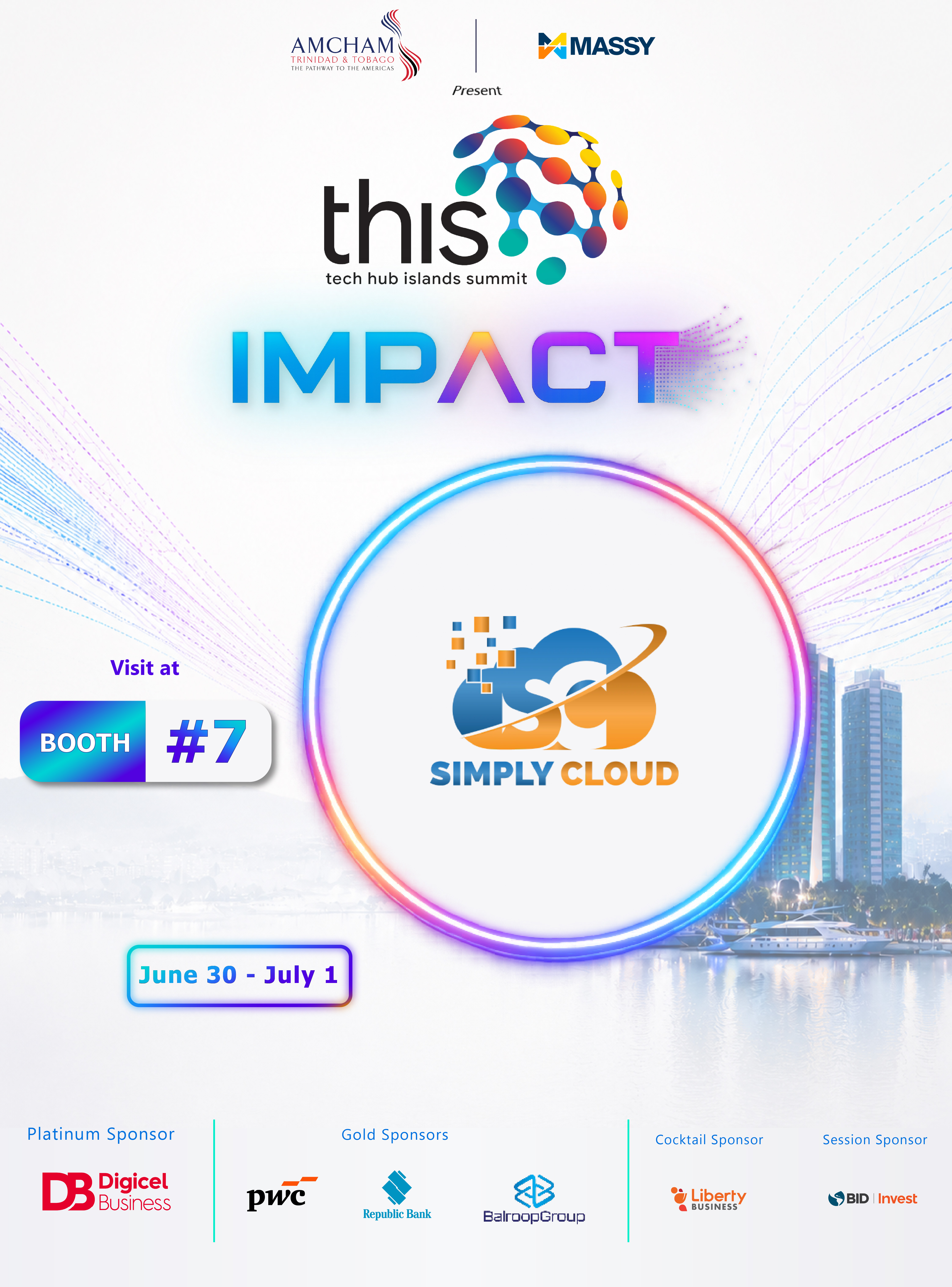 T.H.I.S. AMCHAM 2026 Simply Cloud Solutions booth graphic